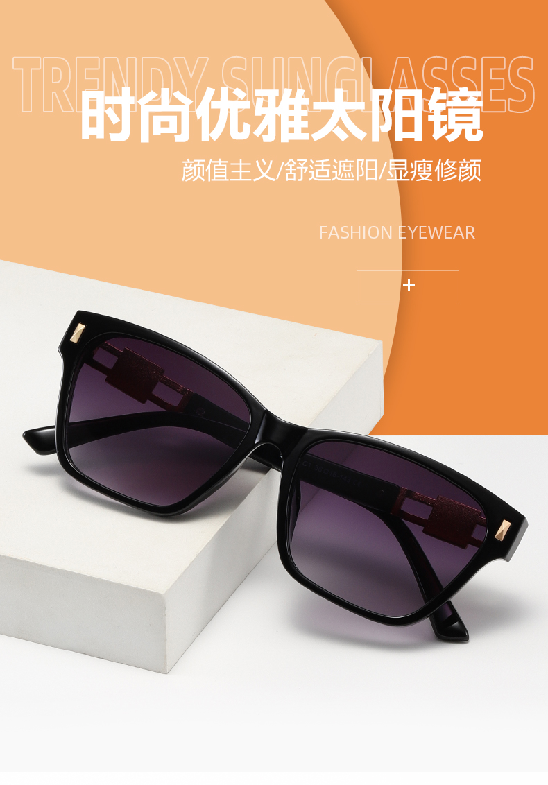 轻奢风潮流时尚大框墨镜 修饰脸型眼镜街拍简约太阳眼镜详情1