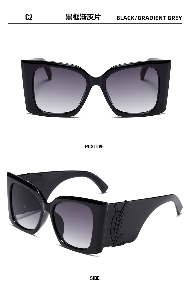 超时尚新款大方框墨镜 太阳镜男女款墨镜潮ins时尚宽镜腿太阳眼镜详情10