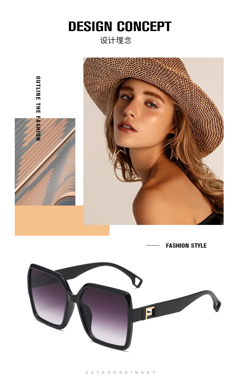 新款大框时尚太阳镜千禧风简约气质墨镜女小香风街拍眼镜详情2