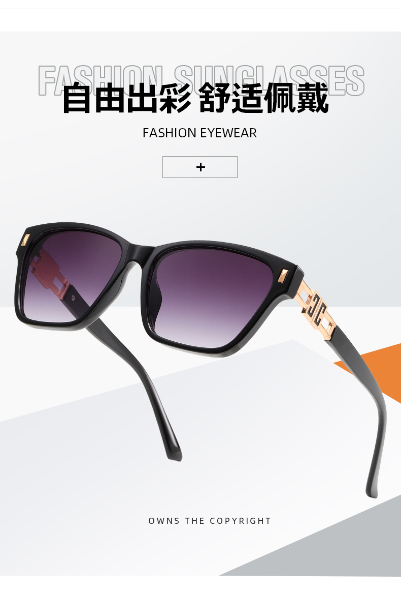 轻奢风潮流时尚大框墨镜 修饰脸型眼镜街拍简约太阳眼镜详情3