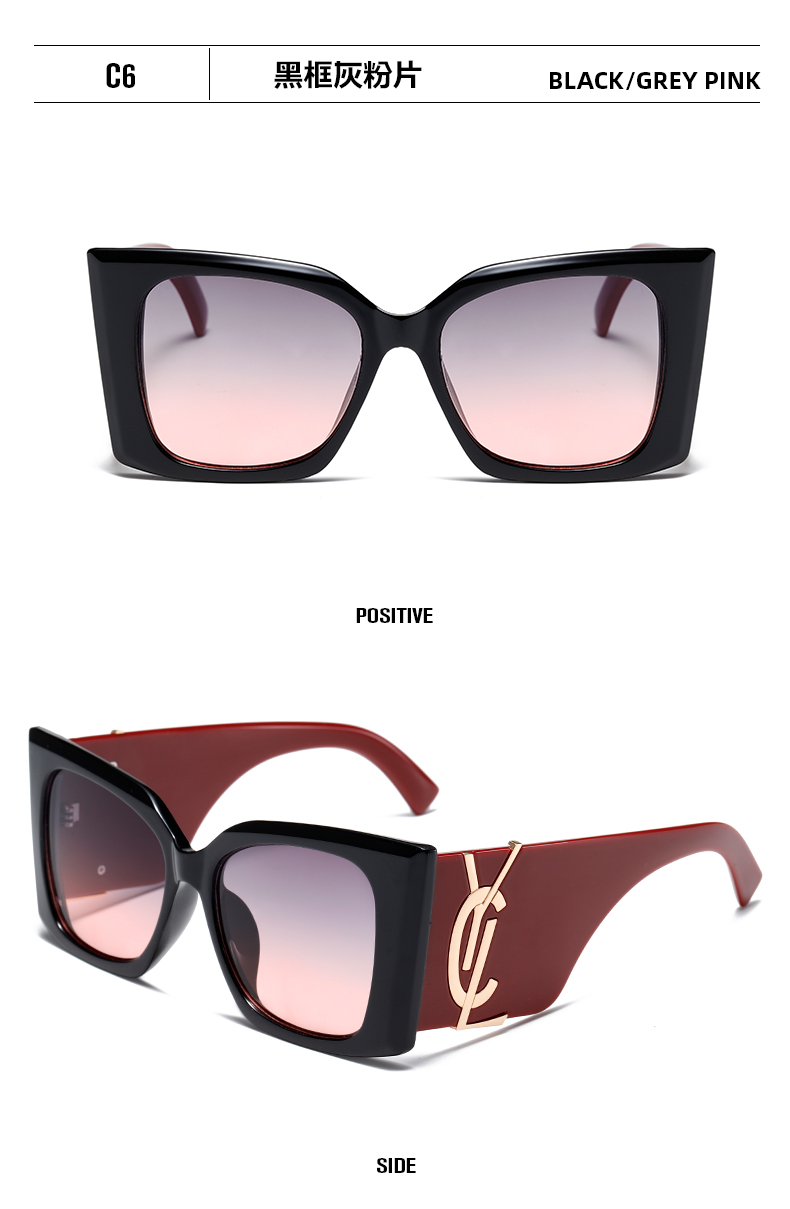 超时尚新款大方框墨镜 太阳镜男女款墨镜潮ins时尚宽镜腿太阳眼镜详情14