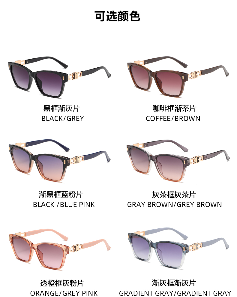 轻奢风潮流时尚大框墨镜 修饰脸型眼镜街拍简约太阳眼镜详情6