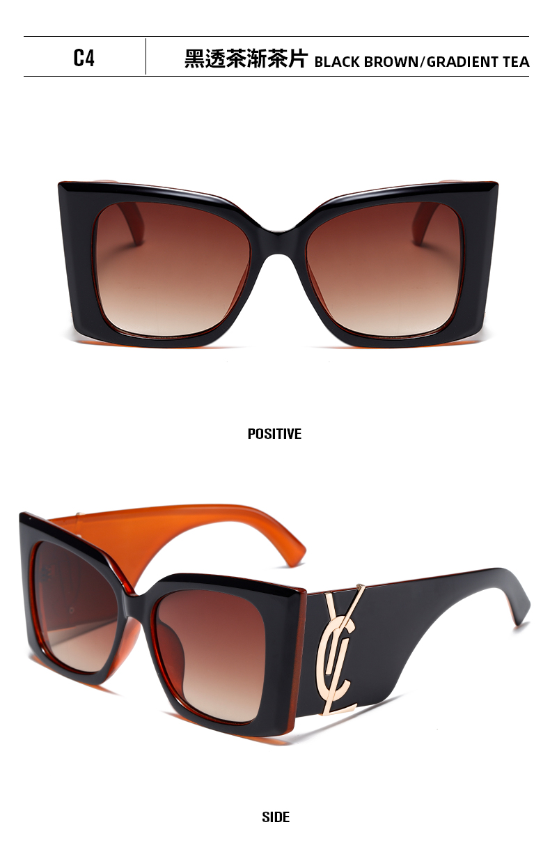 超时尚新款大方框墨镜 太阳镜男女款墨镜潮ins时尚宽镜腿太阳眼镜详情12