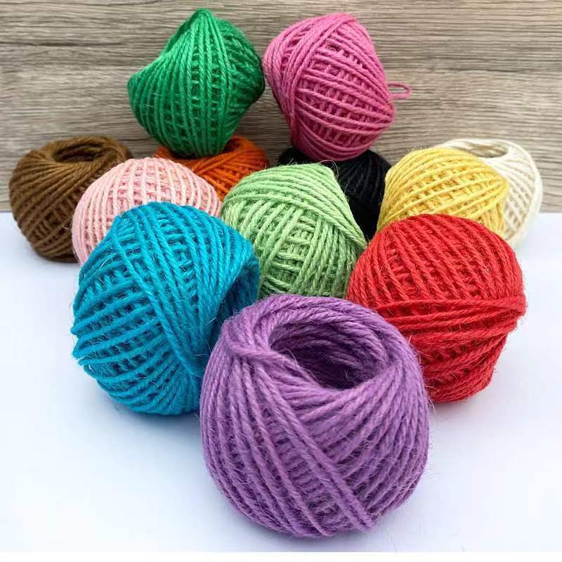 Fabricante al por mayor 2mm*50m cordón de cáñamo colorido DIY mano trenzado cordón de cáñamo botella de vidrio atar atar decorativo cuerda trenzada details Picture