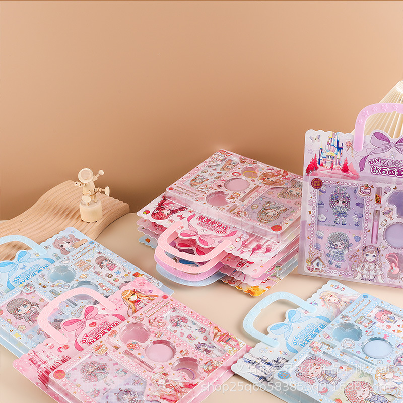DIY咕卡贴胸章钻石画儿童手工制作满钻美少女玩具粘贴点砖石画详情5