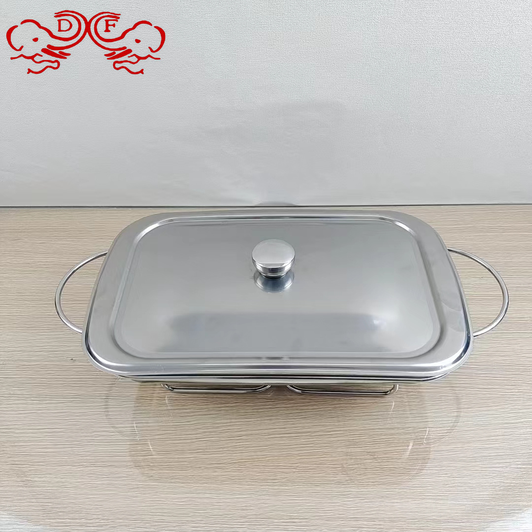 DF68093 Hotel Restaurant Deep Soup Pot Glass Open Flame Candle Alcohol Rectangular Glass Buffet Stove DF TRADINGHOUSE