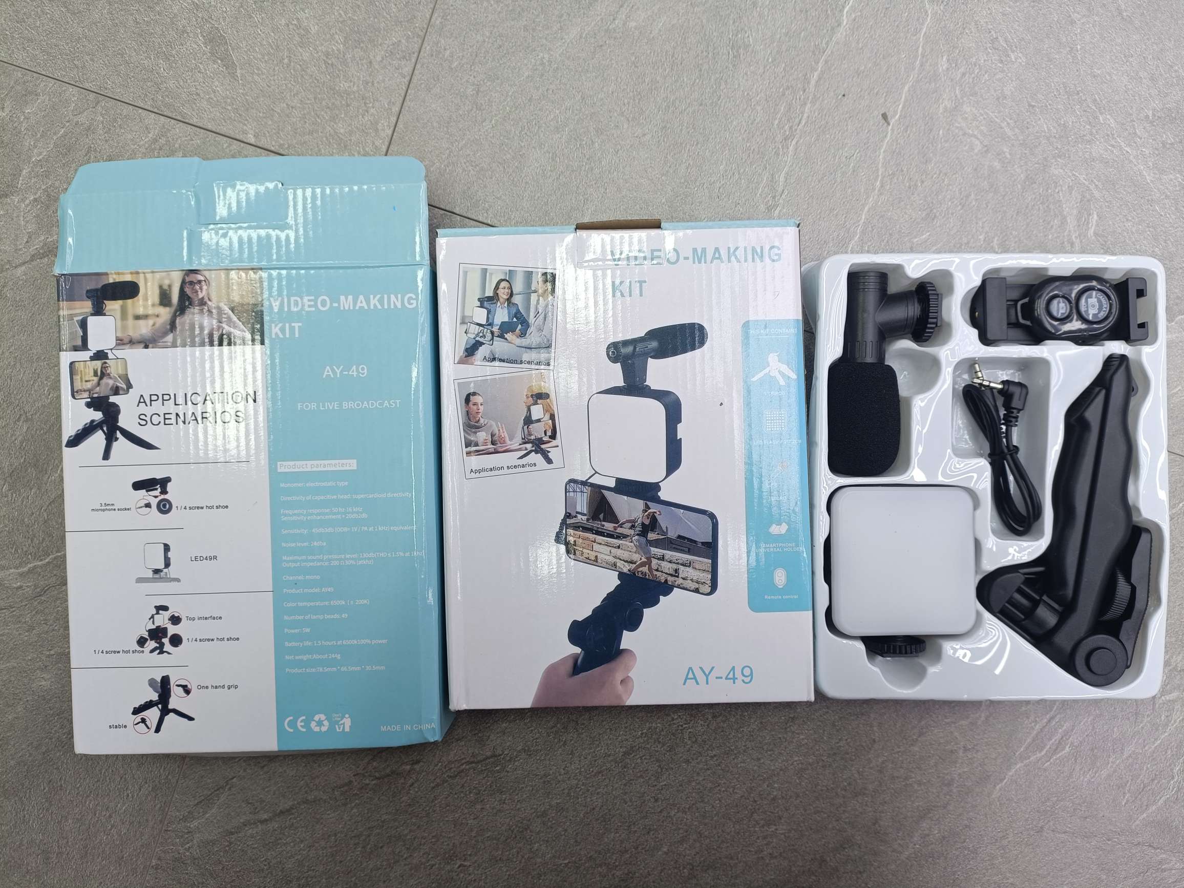 便携三脚架直播套装 补光灯麦克风支架LED电池款 直播摄影方形会议灯口袋补光灯 手持摄影灯 桌面无线直播灯手机补光灯详情图1