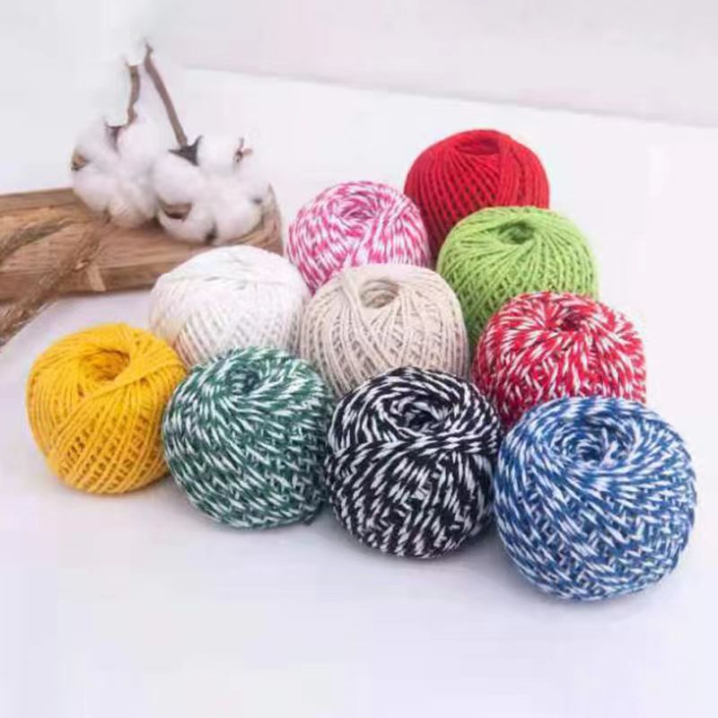 Decorative rope 2mm*50g, two-strand double-color cotton thread, decoration wrapping crab cotton rope, DIY zongzi thread Item Picture