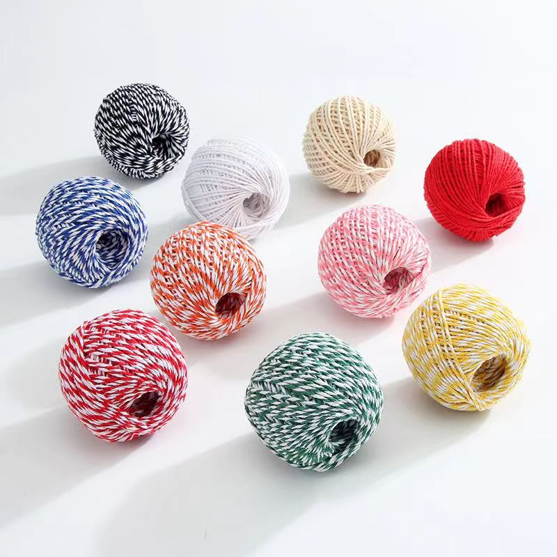 Cuerda decorativa 2mm*50g dos hilos de hilo de algodón de dos colores vendaje de decoración cangrejo cuerda de algodón traje DIY zongzi line