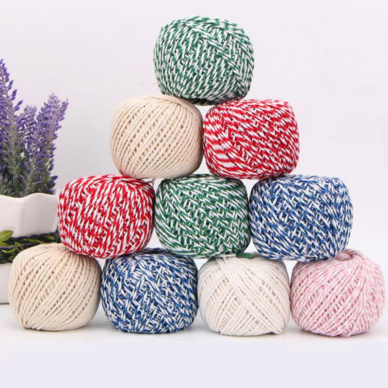 Decorative rope 2mm*50g, two-strand double-color cotton thread, decoration wrapping crab cotton rope, DIY zongzi thread Specification image