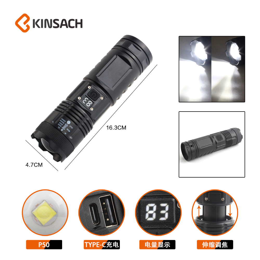 KINSACA Star Source P50 TYPE-C rechargeable plastic flashlight details Picture
