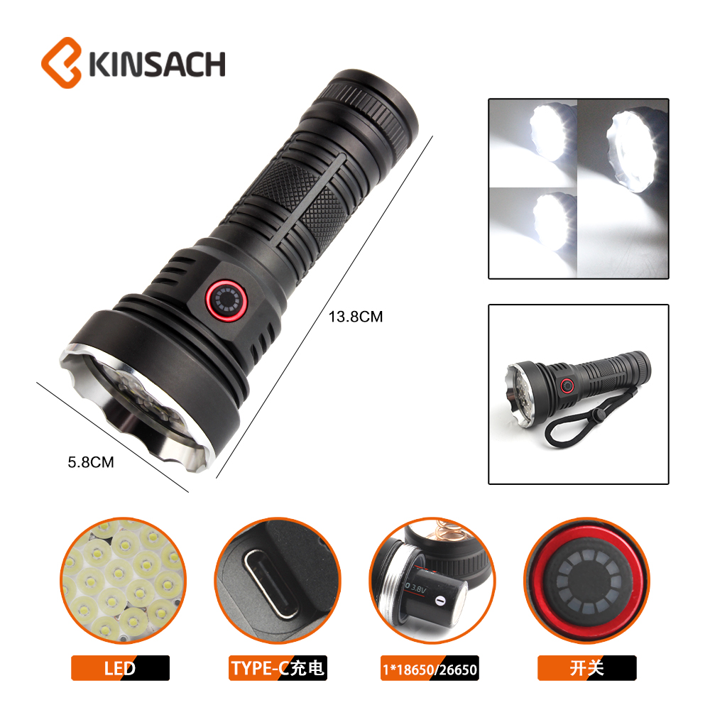 KINSACA Star Source aluminum alloy 19 lamp flashlight details Picture