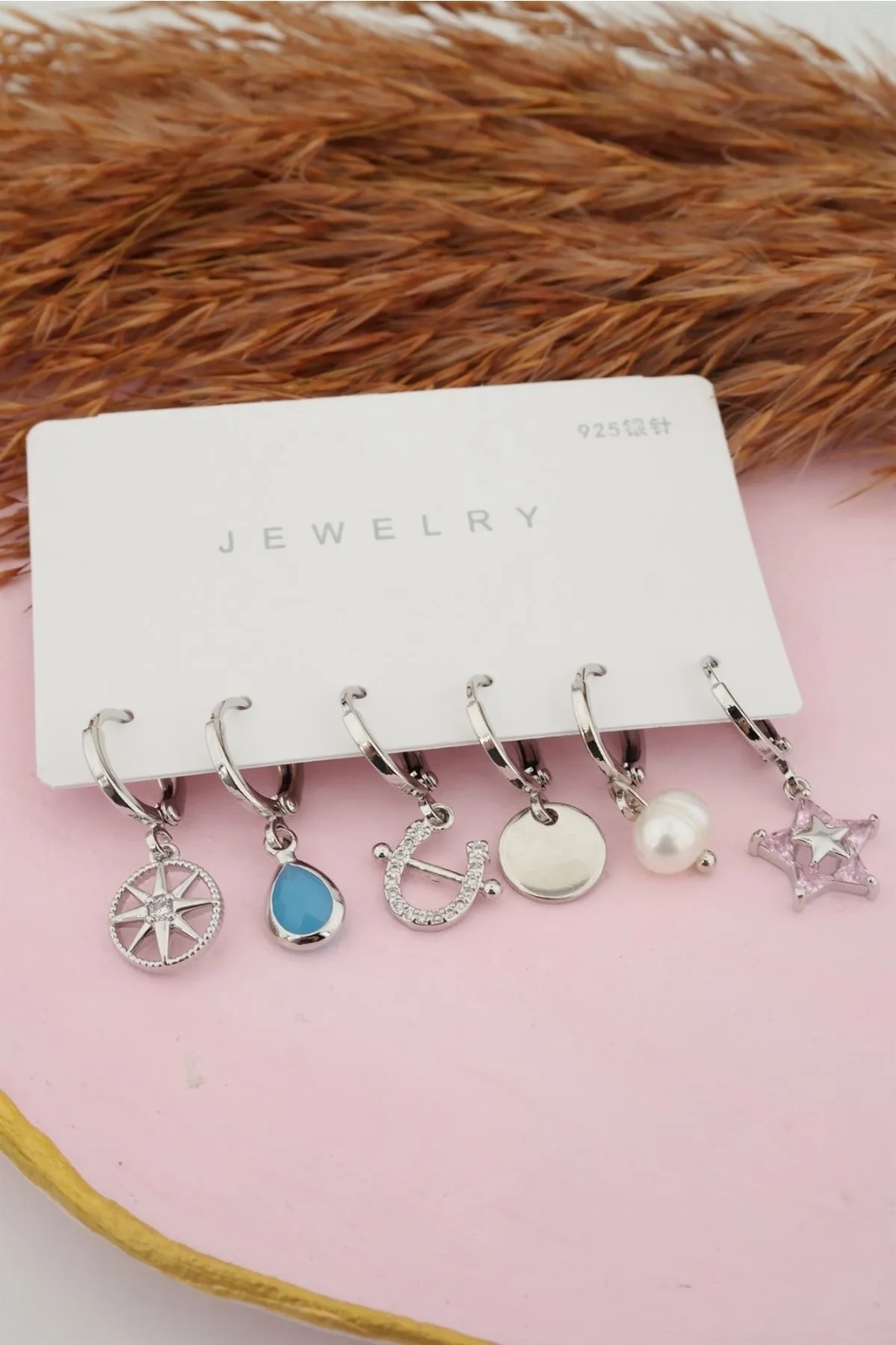 Fashion classic three pairs of buckle earrings details Picture