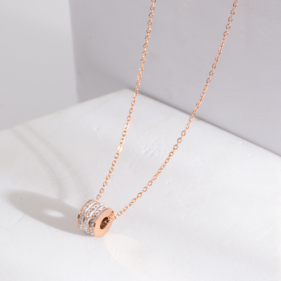 A versatile and trendy three-row mud diamond necklace from Europe, America and Korea, a titanium steel collarbone chain accessory that does not fade, a fashionable rose gold gift for women Specification image
