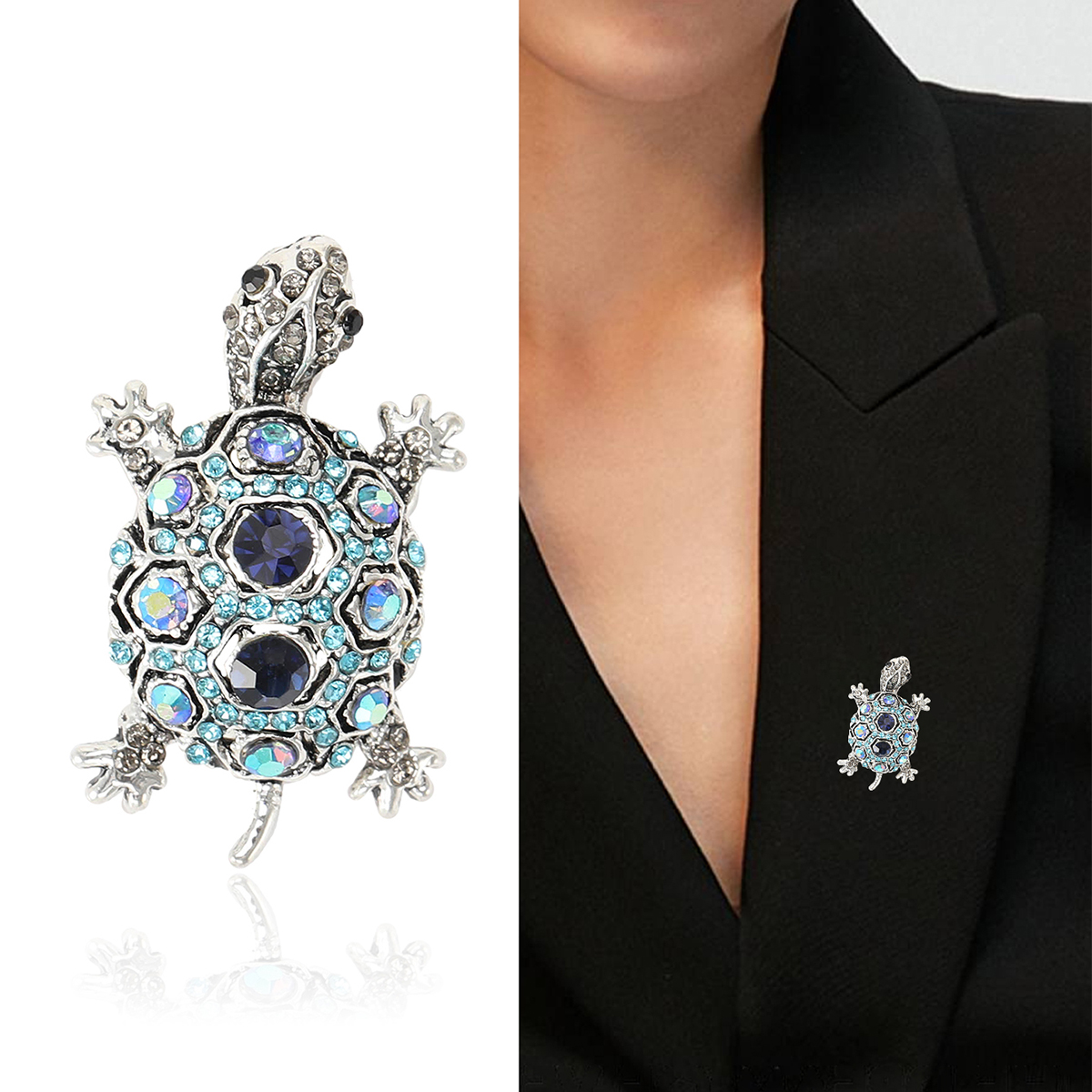 2024 Women's new Alloy rhinestone Turtle series brooches, brooches, brooches, women's fashion pins, neckline design accessories, suit accessories, brooches, alloy brooches