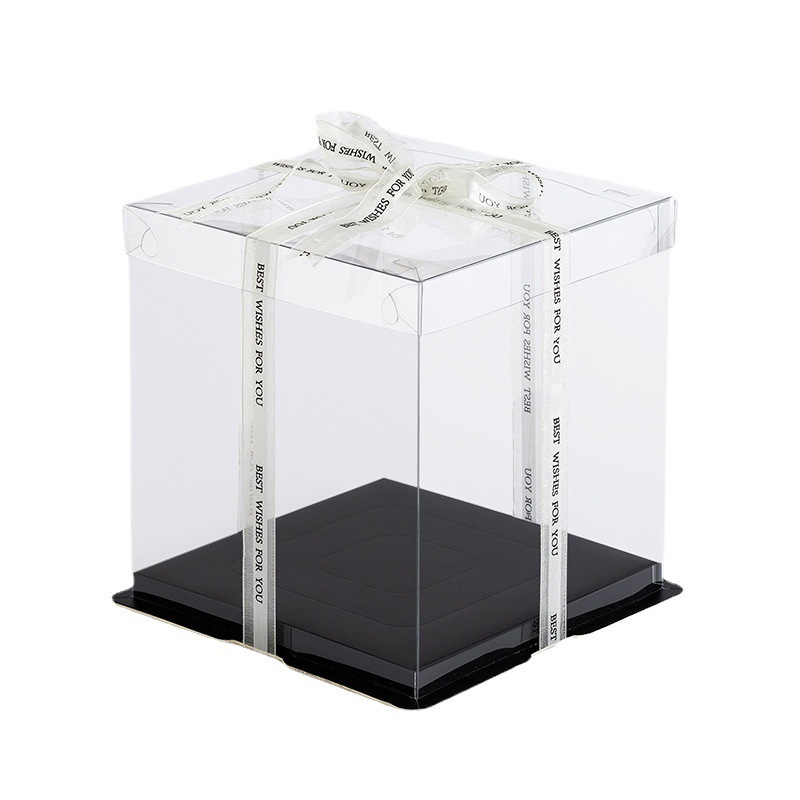 外贸出口8寸单层烘焙蛋糕透明纸质包装盒蛋糕打包盒图