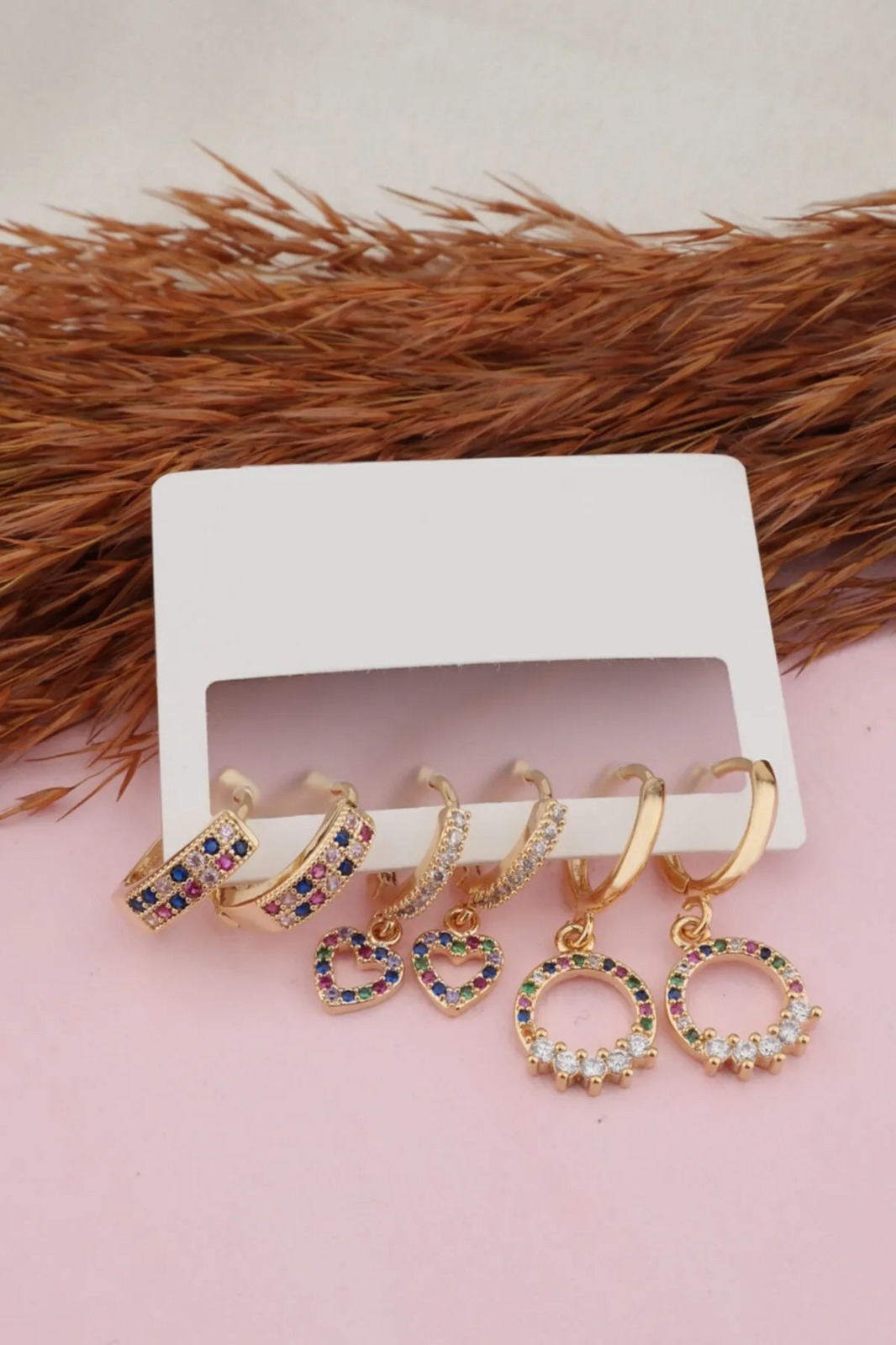 Fashion classic three pairs of buckle earrings Item Picture