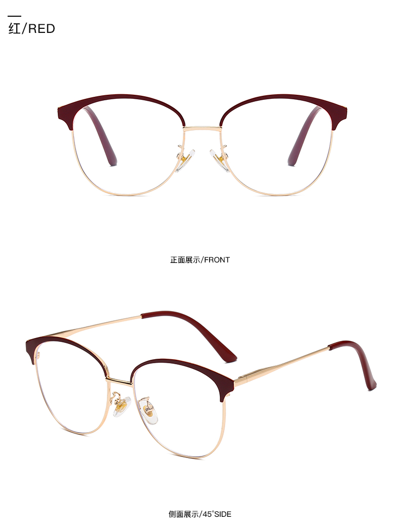 跨境新款防蓝光平光镜 男女通用眼镜可配近视光学眼镜金属眼镜框详情9