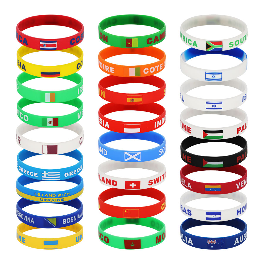 Patriot National Day Celebration Silicone Wristband Anti-static Pat Ring, World Cup Multi-National Flag customized Model B2002 253275 Application Scenario