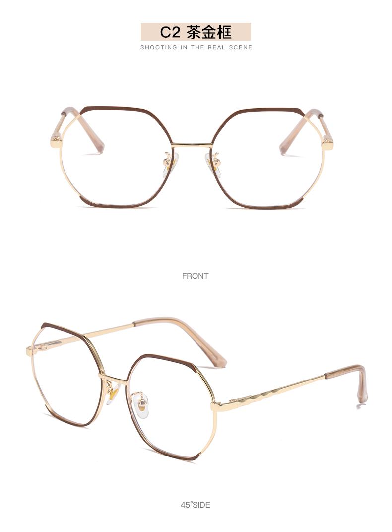 潮流新款多边形眼镜框复古时尚半框眼镜架 女士光学眼镜详情11