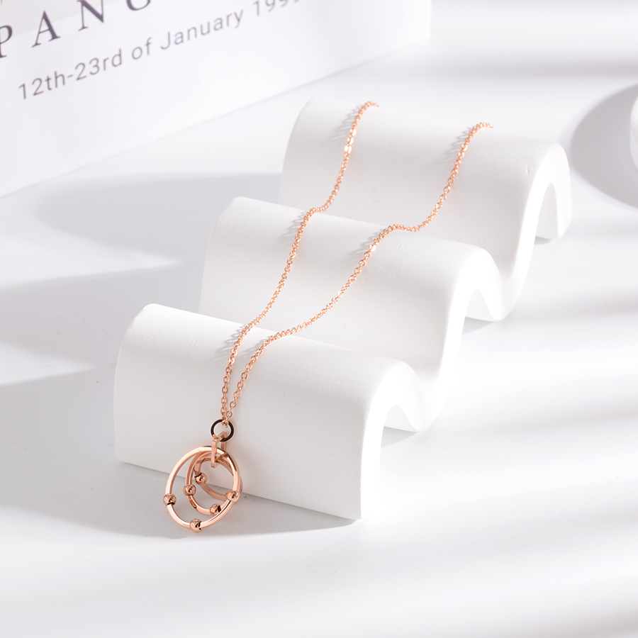 个性时尚三环圈圈项链钛钢气质玫瑰金锁骨链饰品女配饰礼物爆款