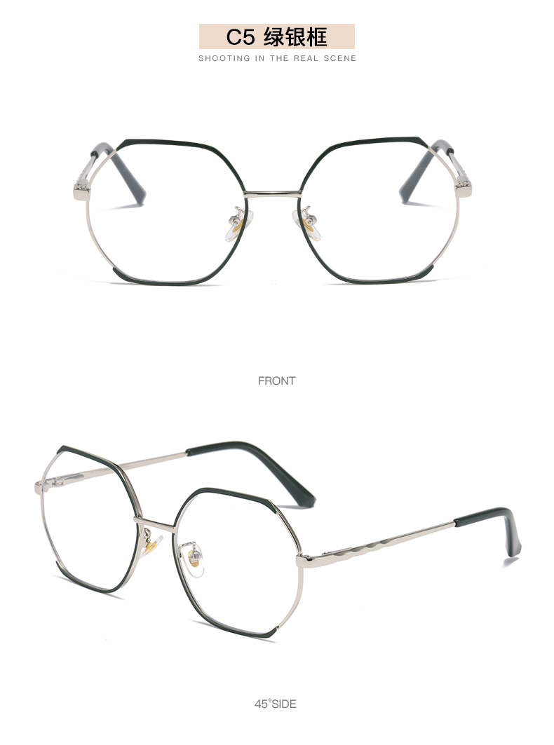 潮流新款多边形眼镜框复古时尚半框眼镜架 女士光学眼镜详情14
