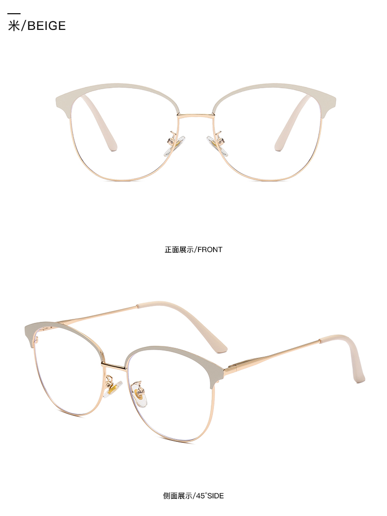 跨境新款防蓝光平光镜 男女通用眼镜可配近视光学眼镜金属眼镜框详情10