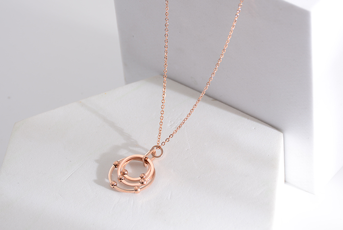 个性时尚三环圈圈项链钛钢气质玫瑰金锁骨链饰品女配饰礼物爆款详情4