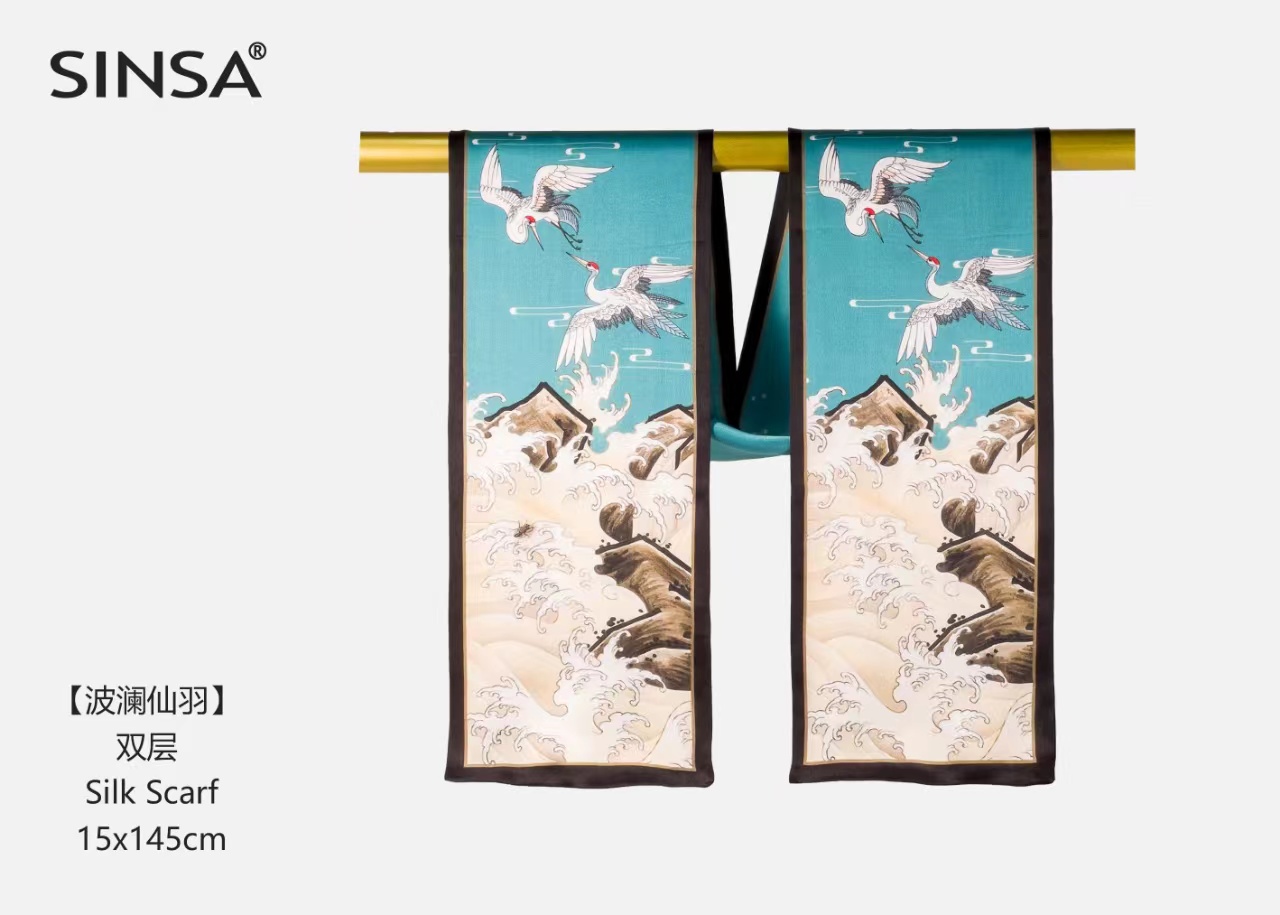 Mulberry Silk Silk Scarf Silk Double Double Streamers Fashion Senior Sense All-Match Silk Scarf Silk Silk Silk Scarf Chinese Style Item Picture