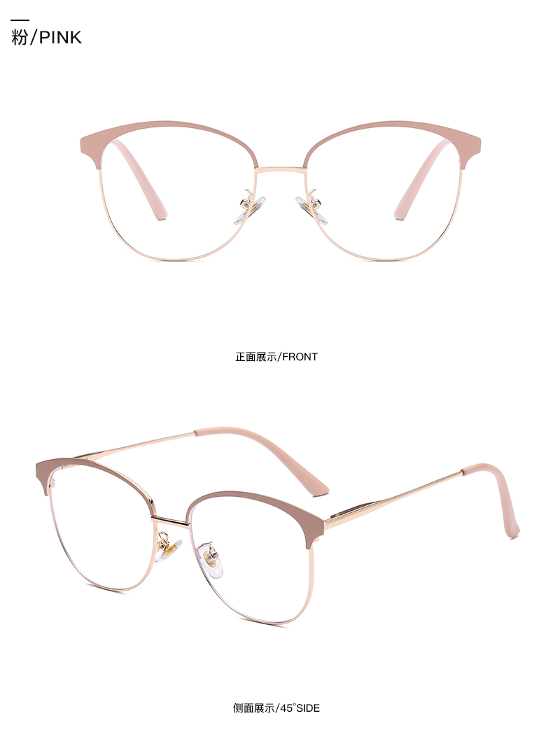 跨境新款防蓝光平光镜 男女通用眼镜可配近视光学眼镜金属眼镜框详情12