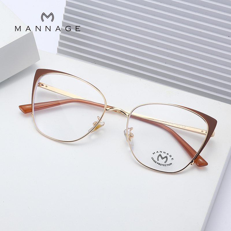 Fashionable retro eyeglass frame, metal memory eyeglass frame, new ultra-light, suitable for myopia glasses, anti-blue light glasses