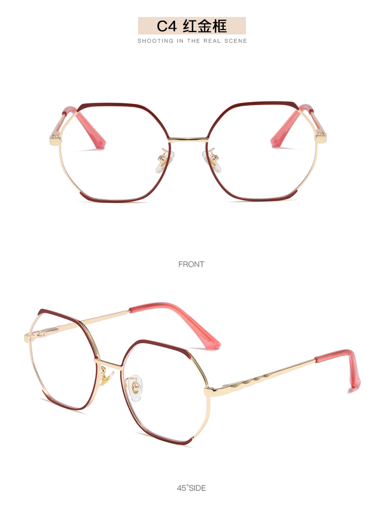 潮流新款多边形眼镜框复古时尚半框眼镜架 女士光学眼镜详情13
