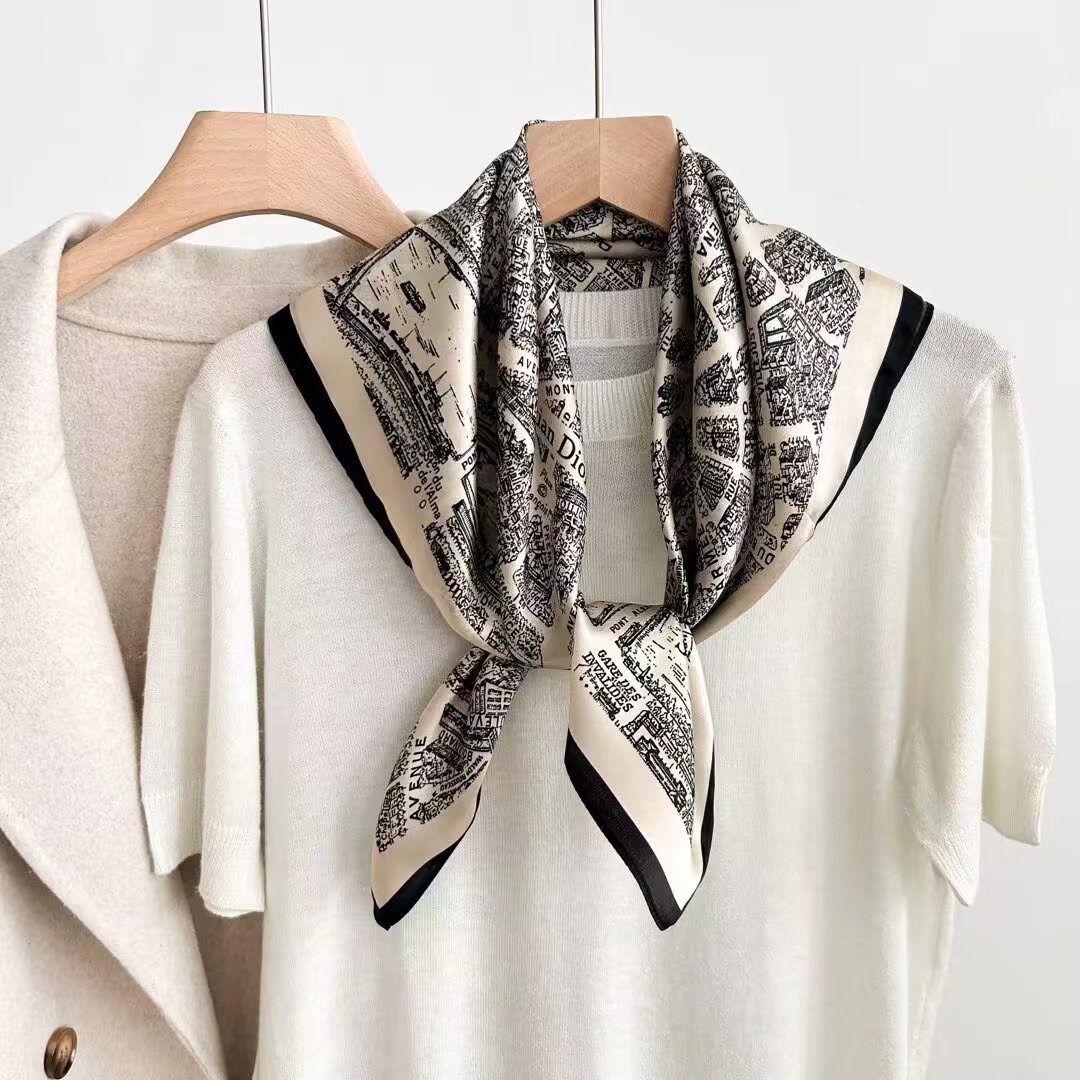 Mulberry Silk Scarves Spring, Summer And Autumn Square Scarves Match The New Silk Scarf Scarf Fashion Temperament Specification drawing