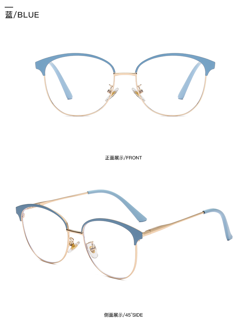 跨境新款防蓝光平光镜 男女通用眼镜可配近视光学眼镜金属眼镜框详情8