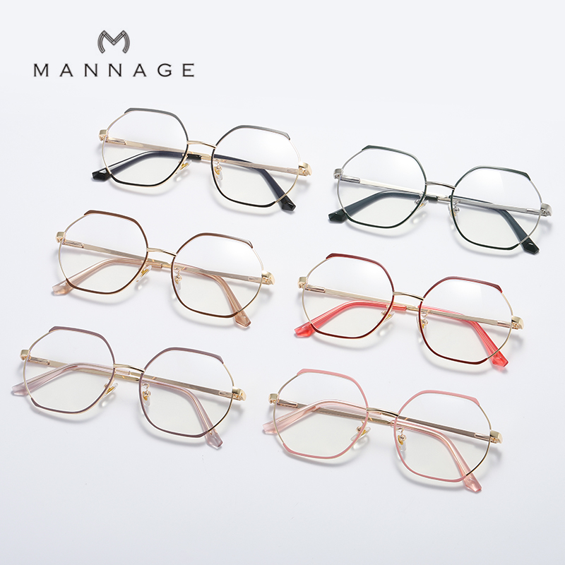 潮流新款多边形眼镜框复古时尚半框眼镜架 女士光学眼镜详情图1