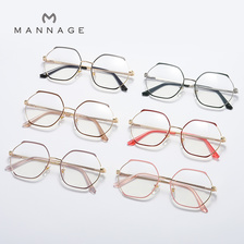 潮流新款多边形眼镜框复古时尚半框眼镜架 女士光学眼镜