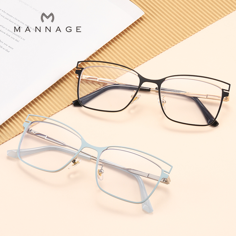 复古框眼镜框 百搭方框金属平光镜 明星同款防蓝光眼镜