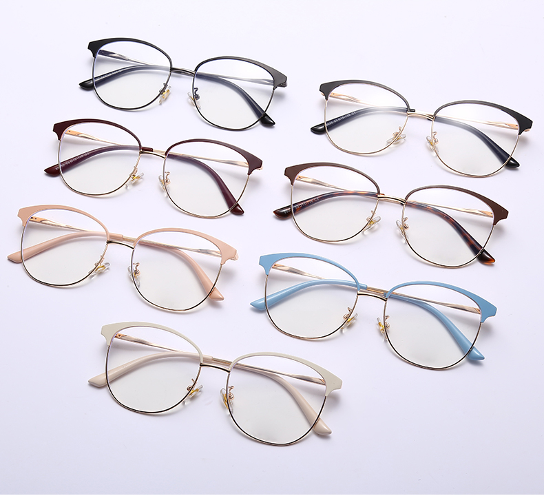 跨境新款防蓝光平光镜 男女通用眼镜可配近视光学眼镜金属眼镜框详情1