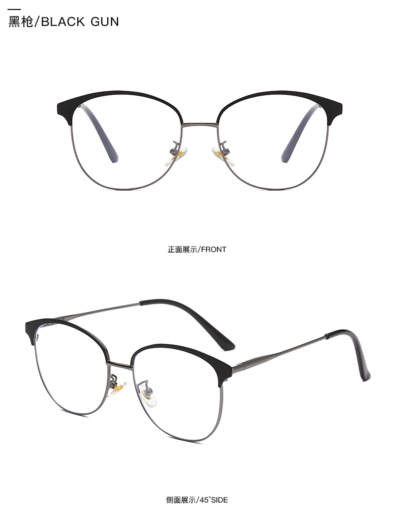 跨境新款防蓝光平光镜 男女通用眼镜可配近视光学眼镜金属眼镜框详情7