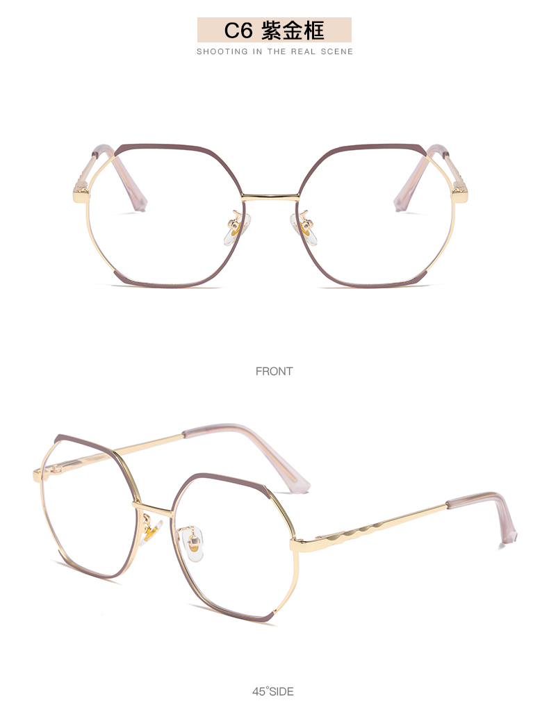 潮流新款多边形眼镜框复古时尚半框眼镜架 女士光学眼镜详情15