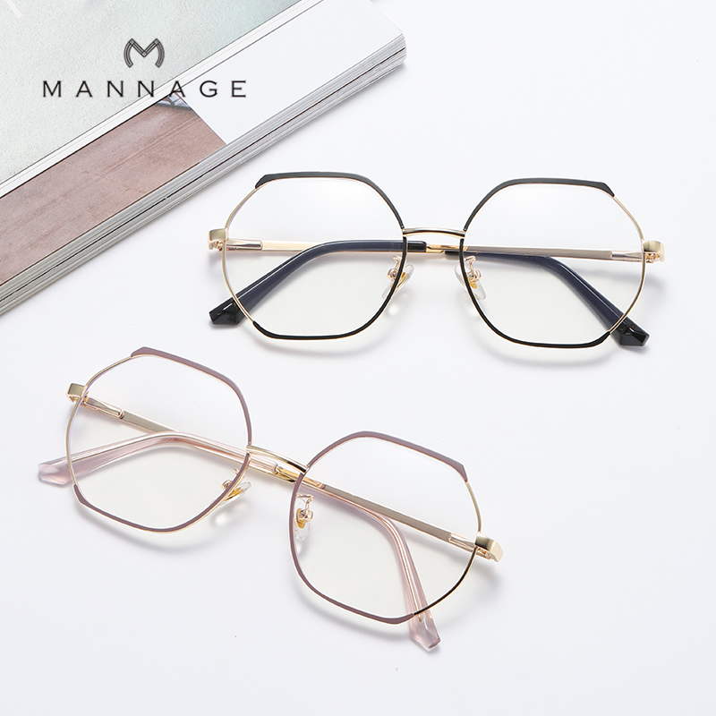 潮流新款多边形眼镜框复古时尚半框眼镜架 女士光学眼镜详情图2