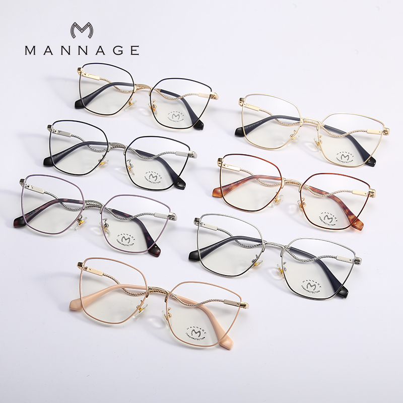 New cross-border European and American metal cat-eye anti-blue light optical glasses frame trendy glasses