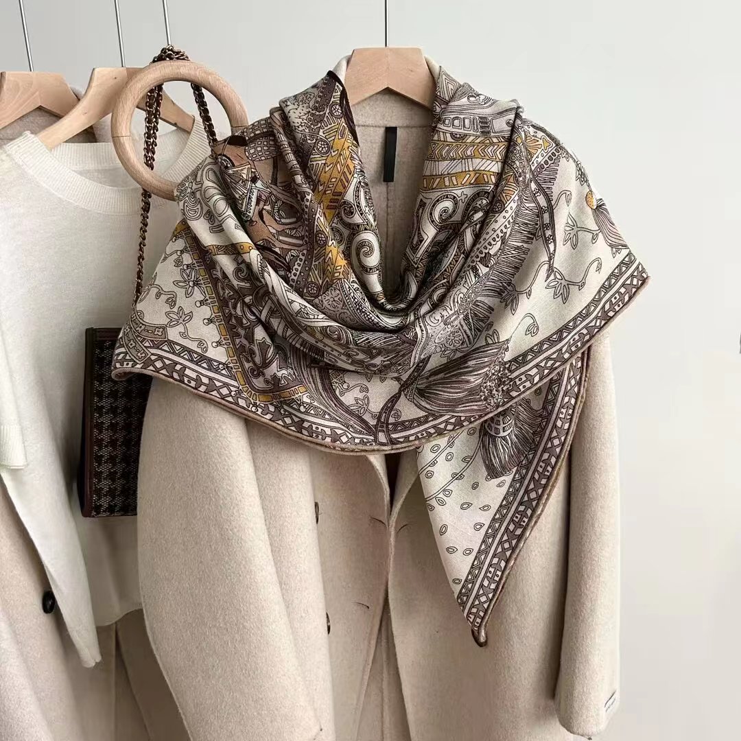 Wool Silk Scarf Mulberry Silk Silk Scarf Spring And Summer Silk Wool Shawl New Fashion Trend Specification drawing