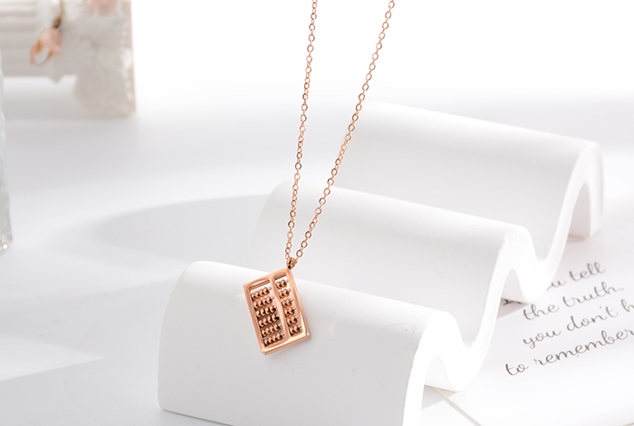 时尚复古算盘项链钛钢精致玫瑰金锁骨链饰品女款颈链配饰详情4