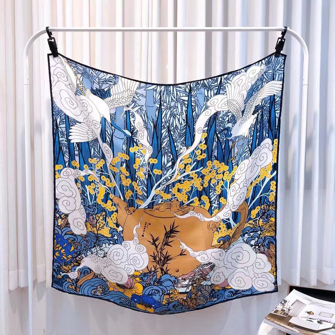 New Twill Silk Square Scarf Sun Protection Scarf Cheongsam Mulberry Silk Scarf Shawl Female Mother's Day Gift