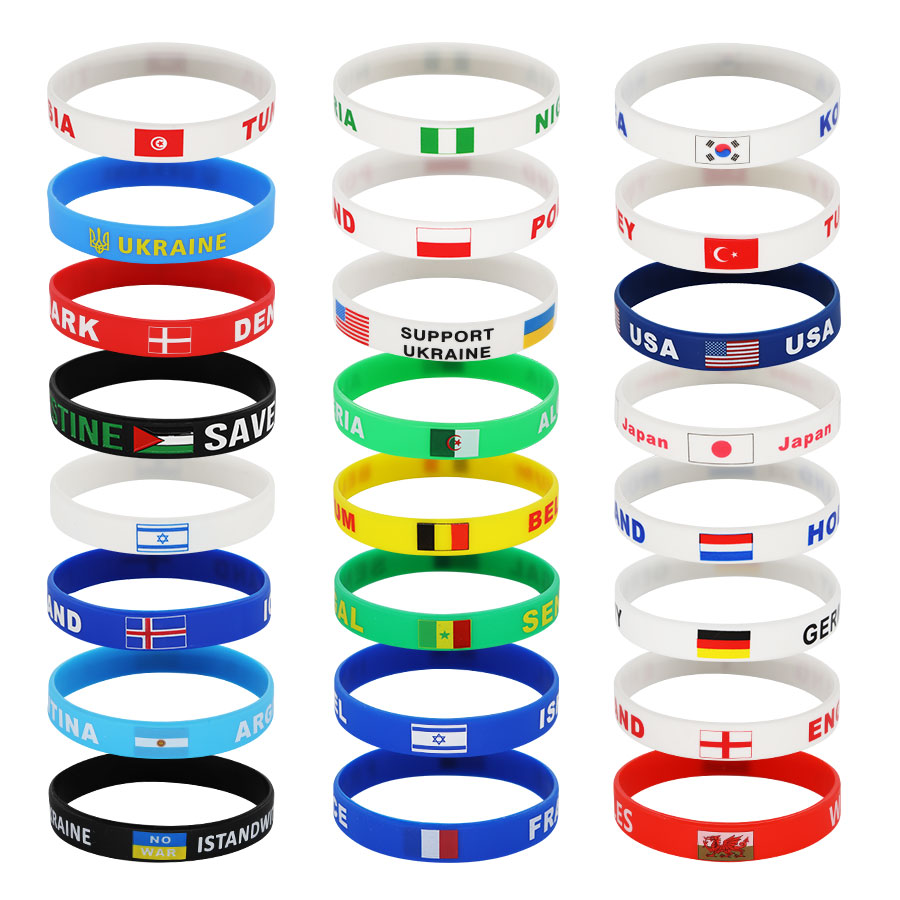 Patriot National Day Celebration Silicone Wristband Anti-static Pat Ring, World Cup Multi-National Flag customized Model B2002 253275 Specification image