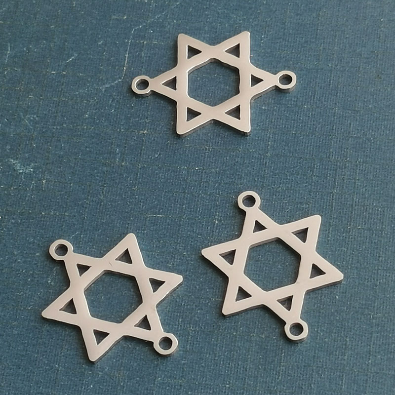 Foreign trade cross-border hot titanium steel stainless steel hexaxed star pendant stainless steel necklace bracelet DIY jewelry accessories