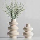 甜甜圈陶瓷花瓶，圆形哑光白色花瓶，北欧极简主义波西米亚风格装饰客厅卧室办公室餐桌派对婚礼的中心装饰品