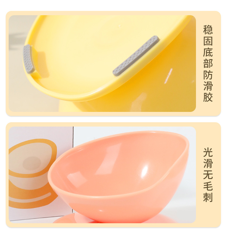 Nuevo diseño pet color sólido gran calibre antideslizante plato de alimentación inclinado dibujos animados anti-volteo pet bowl más alto anti-vértebra del cuello de alta apariencia tazas de té horizontales inclinadas solo tazón para mascotas pic 10