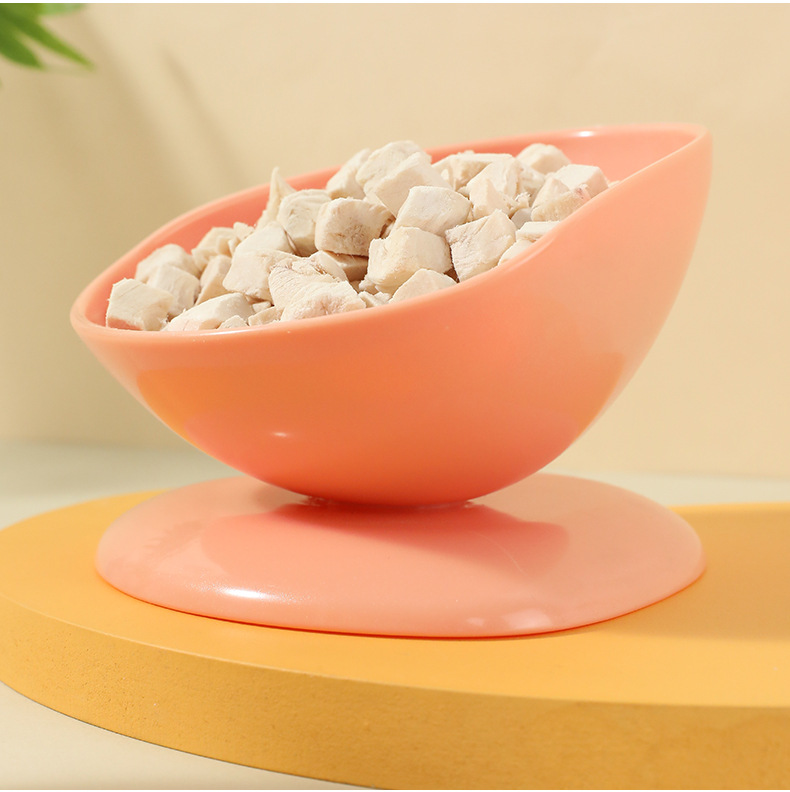 Nuevo diseño pet color sólido gran calibre antideslizante plato de alimentación inclinado dibujos animados anti-volteo pet bowl más alto anti-vértebra del cuello de alta apariencia tazas de té horizontales inclinadas solo tazón para mascotas pic 13
